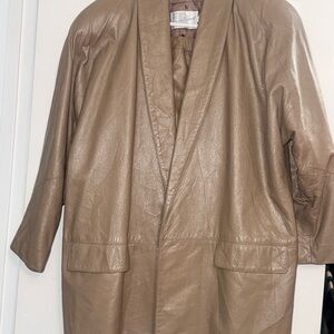 Vintage Women's Tan Leather Jacket & Skirt
